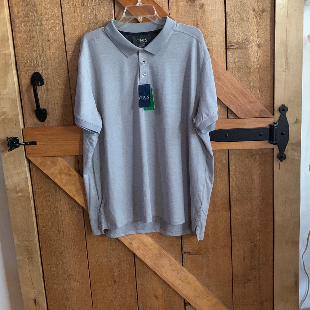 NWT Men’s CHAPS CORE GOLF Short Sleeve Gray Polo Shirt Size 2XL
